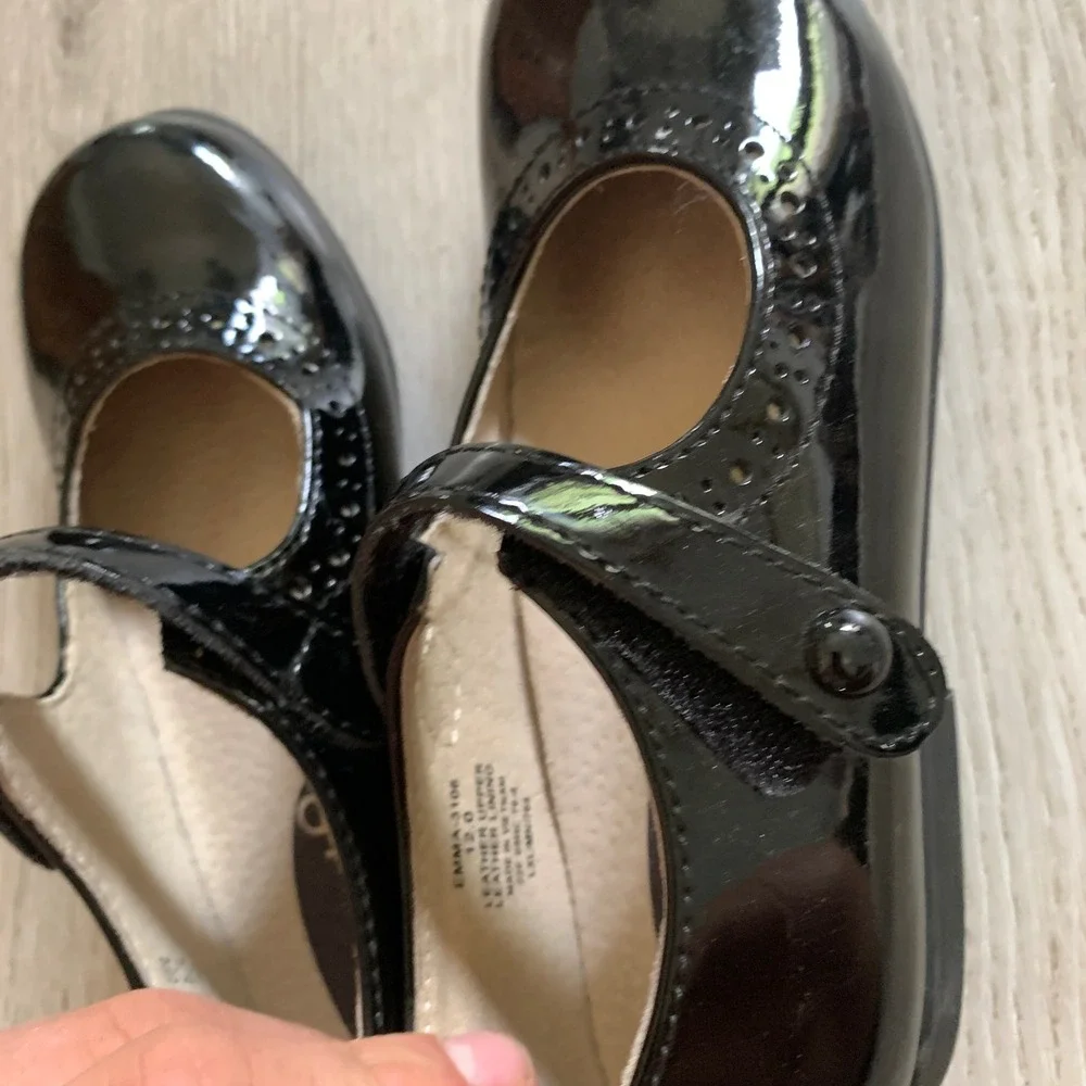 Footmates Emma Black Patent Leather Mary Jane Dress Shoes Kids Size 12 Medium